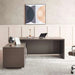 Jamont Executive Desk With Side Cabinet Melamine - Grey & Walnut Pan Home