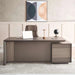 Jamont Executive Desk With Side Cabinet Melamine - Grey & Walnut Pan Home