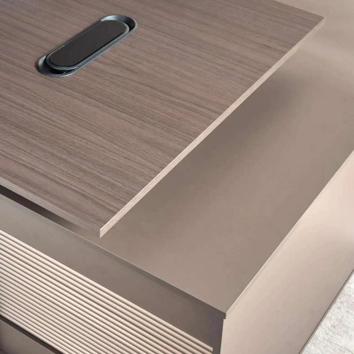 Jamont Executive Desk With Side Cabinet Melamine - Grey & Walnut Pan Home