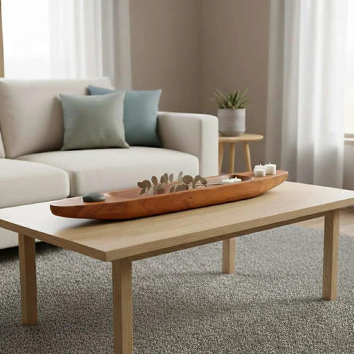 Java Teak Wood Decor Boat Tray 120X15X9Cm - Natural Pan Home
