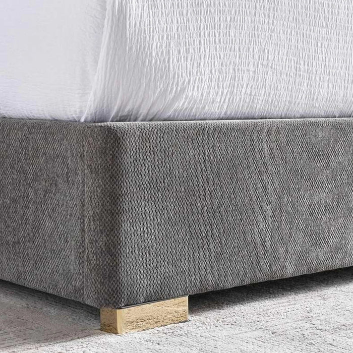 Javier King Bed 180X200 Headboard With 2 Usb Port,Led Lights And  Storage- Stone Grey Pan Home