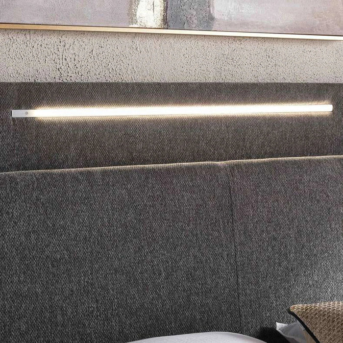 Javier Queen Bed 160X200 Headboard With 2 Usb Port Led Lights And  Storage- Stone Grey Pan Home