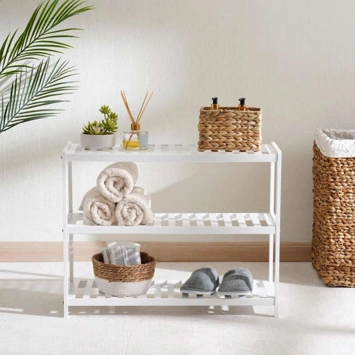 Jezelle 3-Tier Bamboo Bath Shelf 70X24.5X55cm - White Pan Home