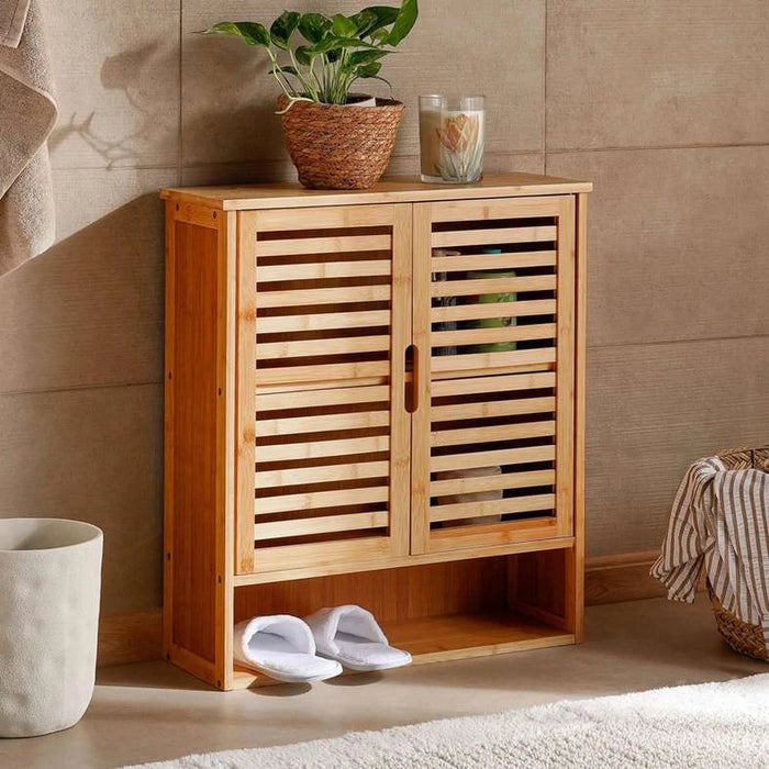Jia Bamboo Bathroom Wall Cabinet 59X20.5X66.5 Cm - Natural Pan Home