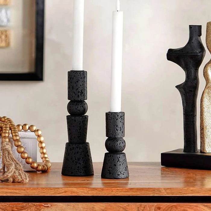 Jonah Polyresin Candle Holder 6.7X6.7X21.7Cm - Black