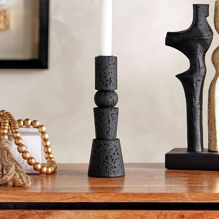 Jonah Polyresin Candle Holder 6.7X6.7X21.7Cm - Black