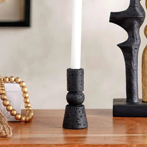 Jonah Polyresin Candle Holder 6X6X13.5Cm - Black Pan Home