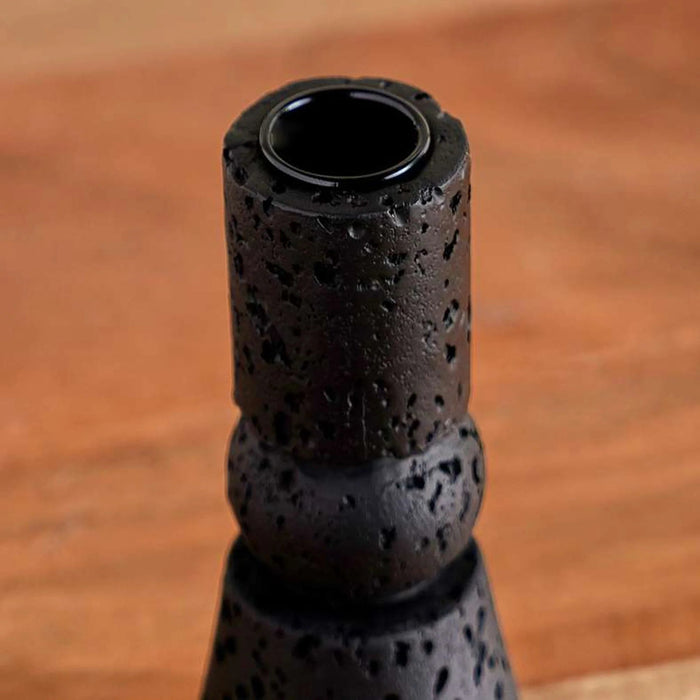 Jonah Polyresin Candle Holder 6X6X13.5Cm - Black Pan Home
