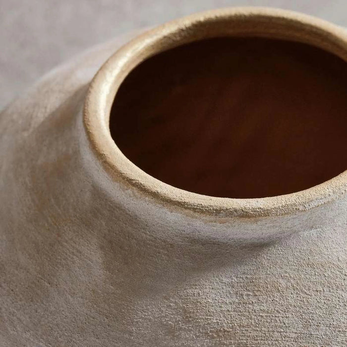 Jonie Stoneware Vase With Gold Finish 35.7X35.7X33.7Cm - Beige