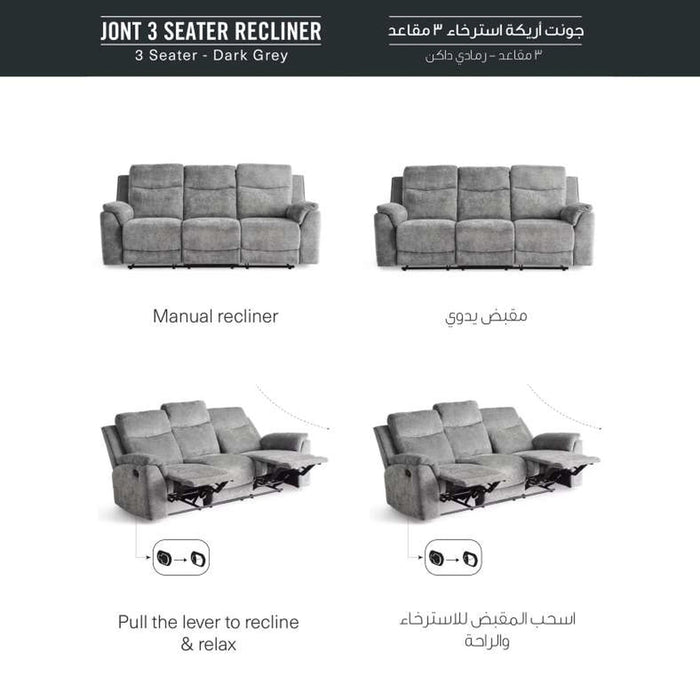 Jont 3 Seater Recliner Pan Home