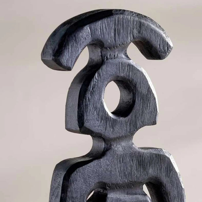Jora Wooden  Abstract Sculpture 20X8X76Cm - Black Pan Home