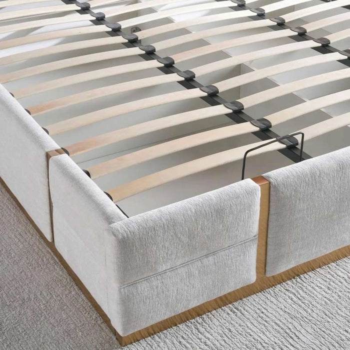 Julia King Bed(180X200) With Hydraulic Storage - Beige And Gold