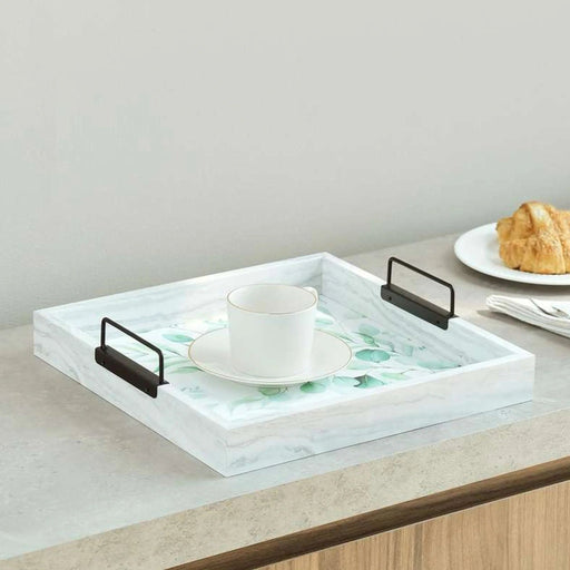 Jura Wooden Serving Tray 34X34X7.5Cm - White Pan Home