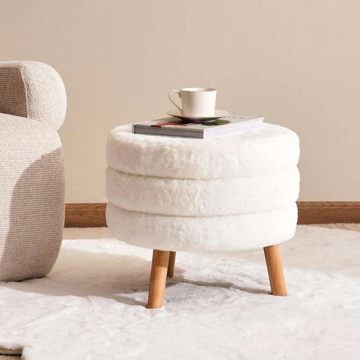 Kaiser Plush Velvet Pouf 43X43X39Cm - White
