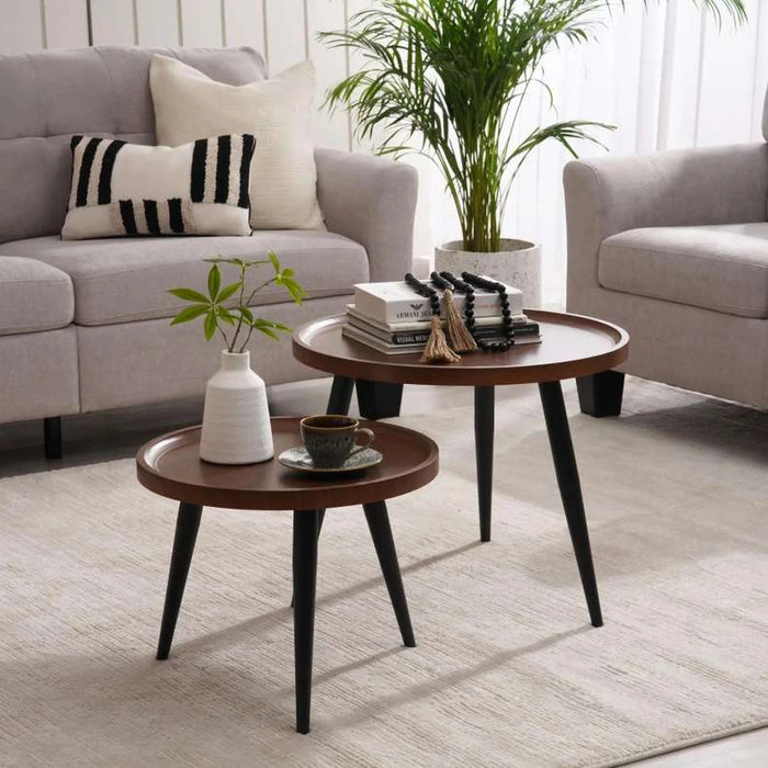 Kalani Coffee Table Set Of 2 Round - Brown Black