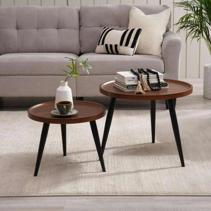 Kalani Coffee Table Set Of 2 Round - Brown Black