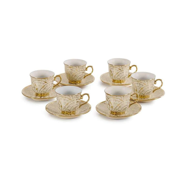 Kamari 12-Piece Espresso Cup Saucer Set 90Ml -White Gold
