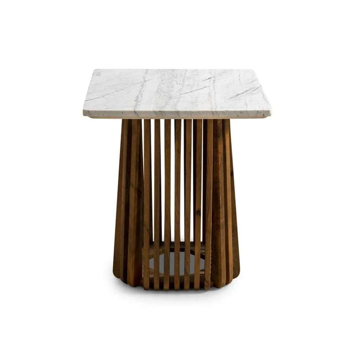Kamari End Table Marble - White Walnut