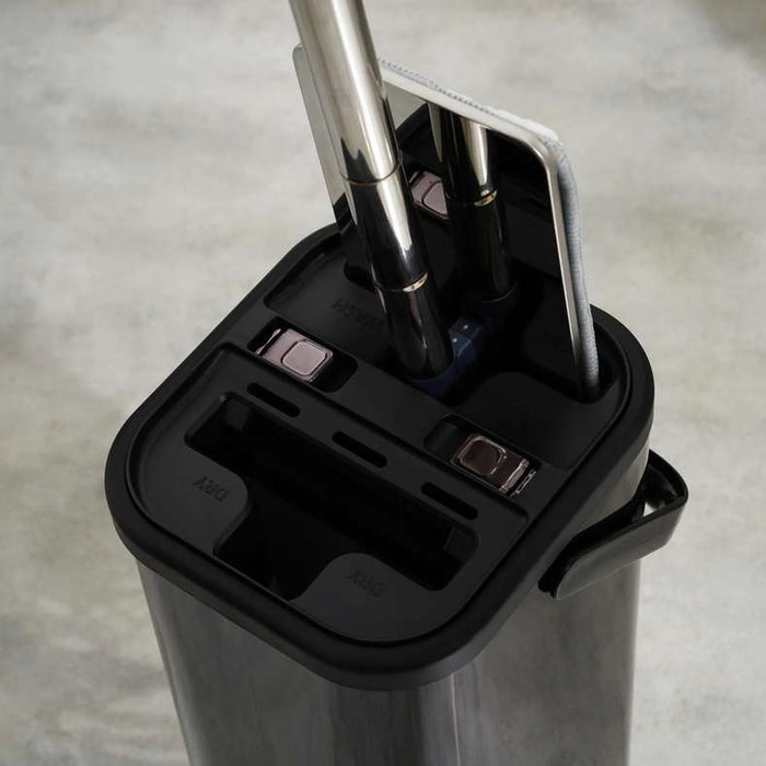Kansas 4-Piece Stainless Steel Flat Mop Set 8L - Black