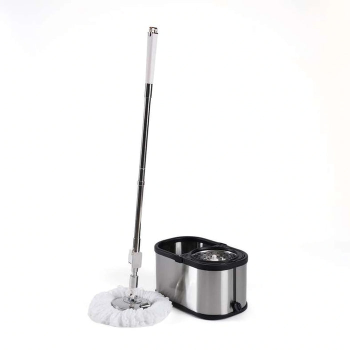 Kansas 4-Piece Stainless Steel Spin Mop Set 8L - Silver