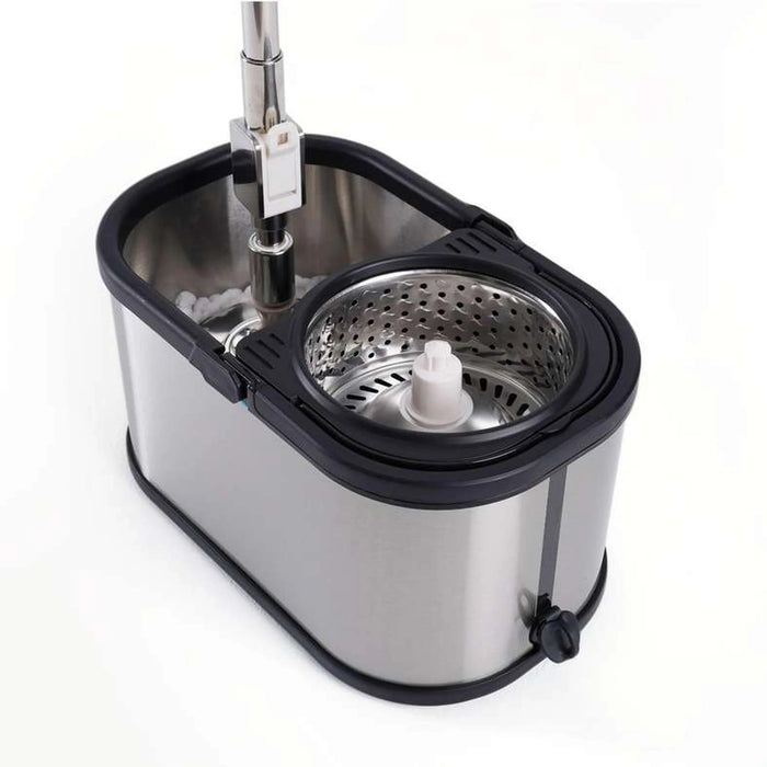 Kansas 4-Piece Stainless Steel Spin Mop Set 8L - Silver