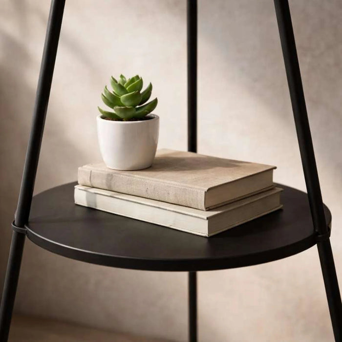 Kansas E27 Tripod Shelf Floor Lamp 48X150Cm - Black