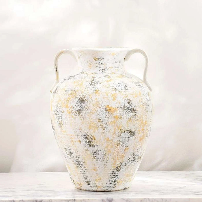 Kansas Handpainted Ceramic Vase With Handles 33.7X33.7X45Cm- Grey