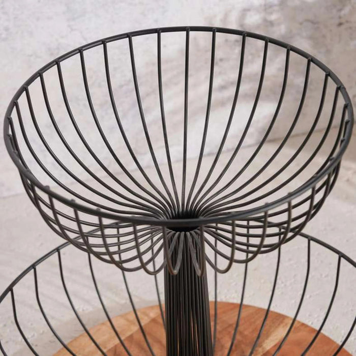 Kara 2-Tier Metal Fruit Basket 31X31X30Cm -Black Pan Home