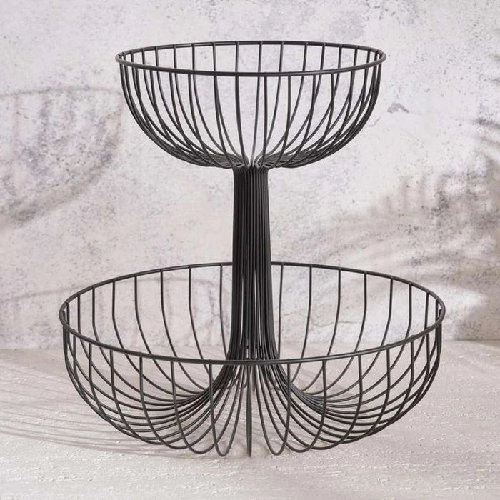 Kara 2-Tier Metal Fruit Basket 31X31X30Cm -Black Pan Home