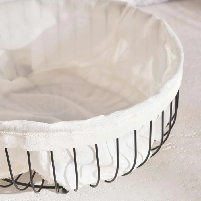Kara Metal Fruit Basket With Linen 28X28X11Cm -Black