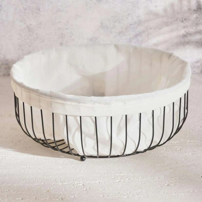 Kara Metal Fruit Basket With Linen 28X28X11Cm -Black