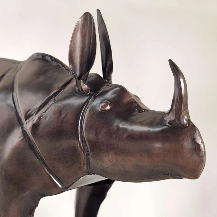 Karg Metal Standing Rhino Decor Sculpture 35X11X25Cm - Antique Brass Pan Home