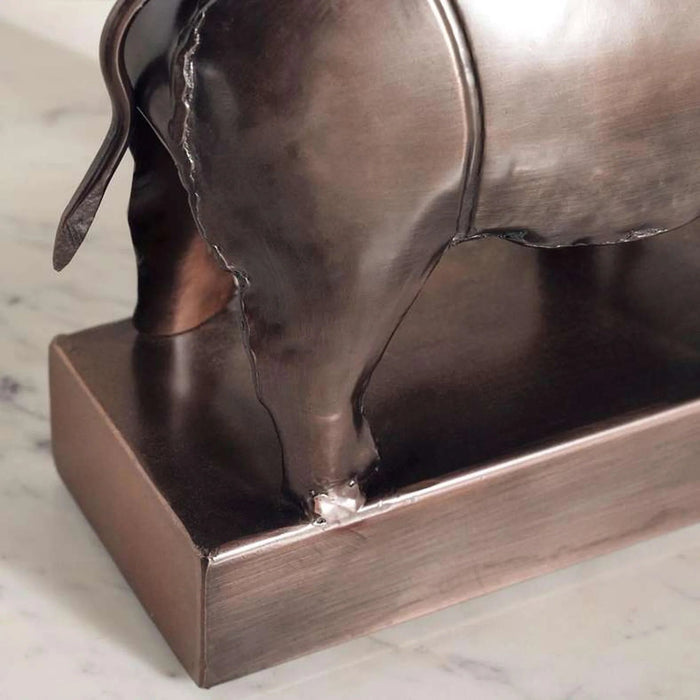 Karg Metal Standing Rhino Decor Sculpture 35X11X25Cm - Antique Brass Pan Home