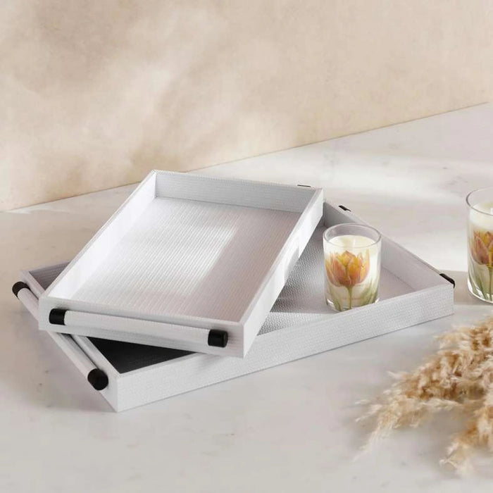 Kate Pu Decor Tray 40X25X4Cm - White Pan Home