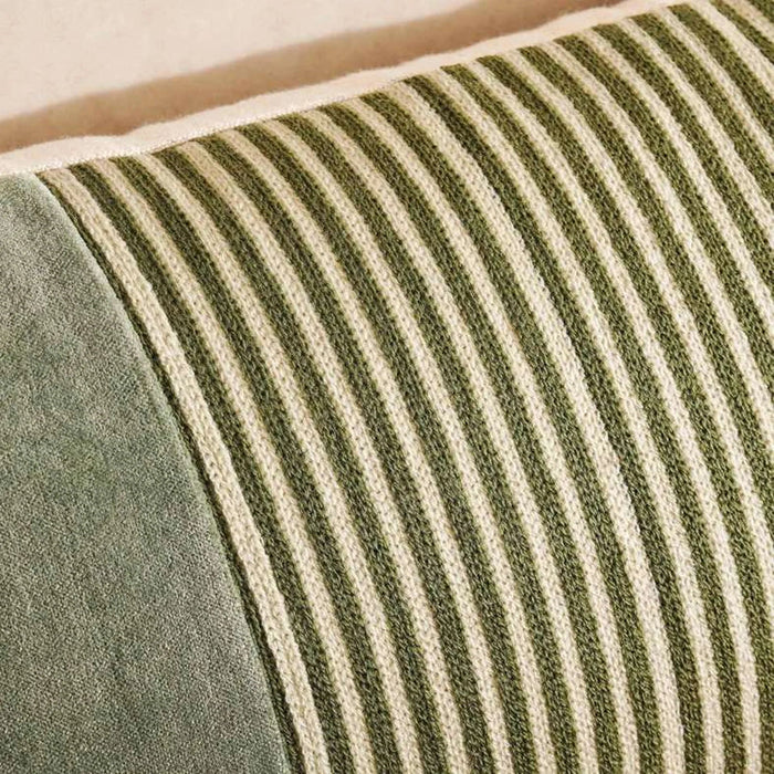 Kave Velvet Embroidery Down Feel Filled Cushion 30X50Cm - Olive Pan Home