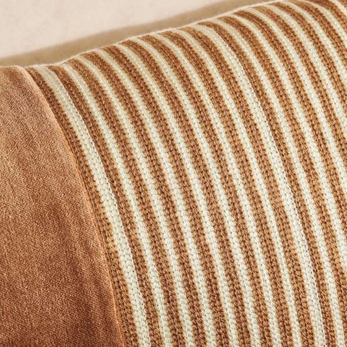 Kave Velvet Embroidery Down Feel Filled Cushion 30X50Cm - Rust Pan Home