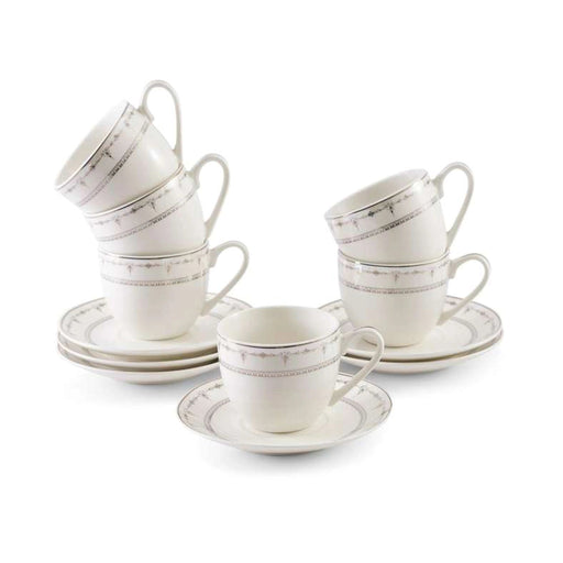Kazia 12-Piece Tea Cup Saucer 180Ml - White Pan Home