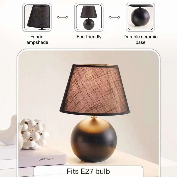 Kelcey E-27 Ceramic Table Lamp Dia 22X30Cm - Black