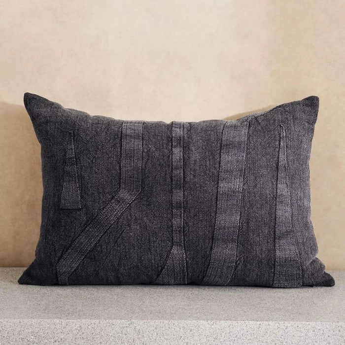 Kellan Linen Embroidery Down Feel Filled Cushion 40X60Cm -Iron Pan Home