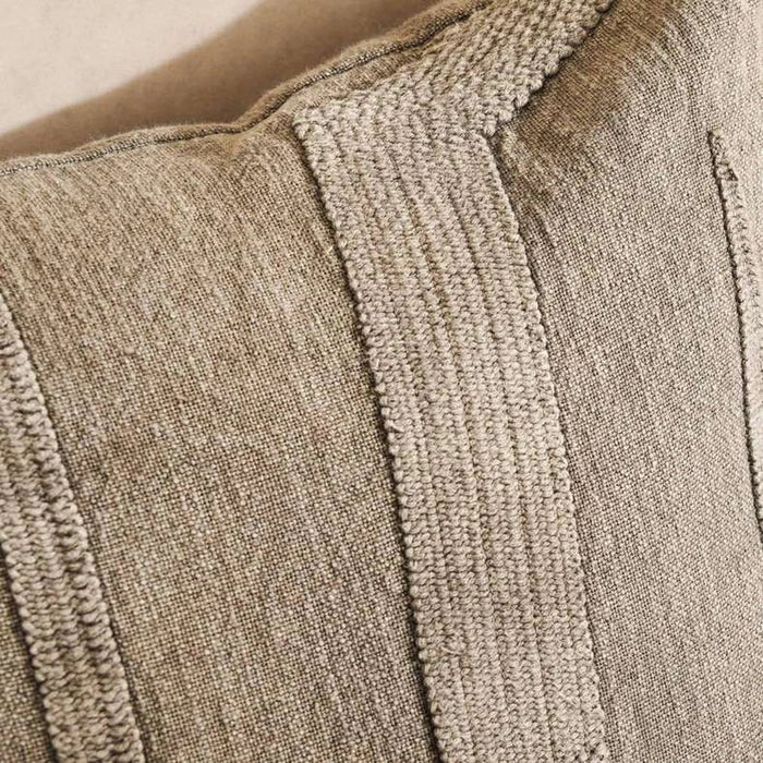 Kellan Linen Embroidery Down Feel Filled Cushion 40X60Cm -Olive Pan Home