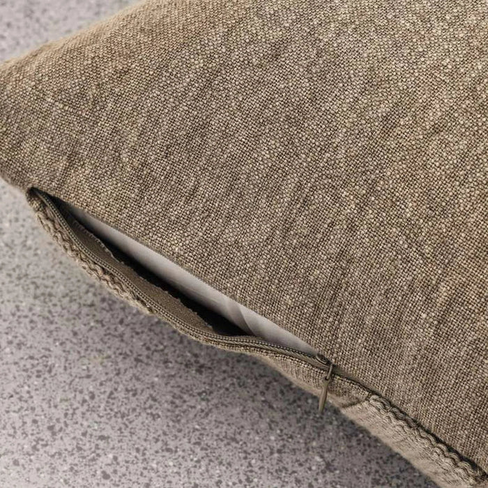 Kellan Linen Embroidery Down Feel Filled Cushion 40X60Cm -Olive Pan Home