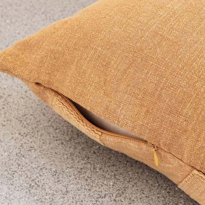 Kellan Linen Embroidery Down Feel Filled Cushion 40X60Cm -Tobacco Pan Home