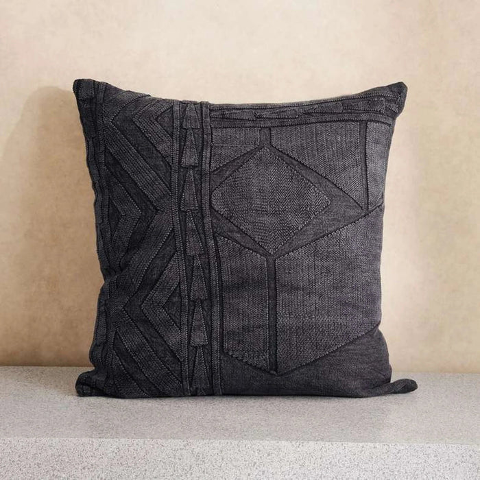 Kellan Linen Embroidery Down Feel Filled Cushion 50X50Cm -Iron Pan Home