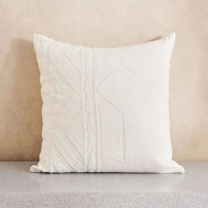 Kellan Linen Embroidery Down Feel Filled Cushion 50X50Cm -Ivory Pan Home
