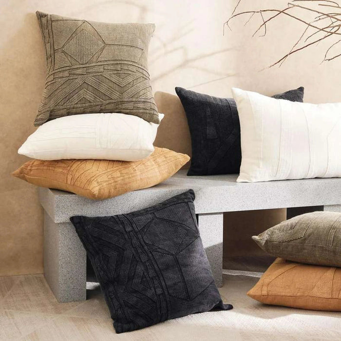 Kellan Linen Embroidery Down Feel Filled Cushion 50X50Cm -Ivory Pan Home