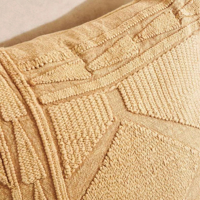 Kellan Linen Embroidery Down Feel Filled Cushion 50X50Cm -Tobacco Pan Home