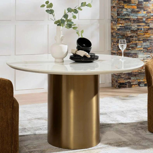 Kemer 4 Seater Dining Table - White Gold Pan Home