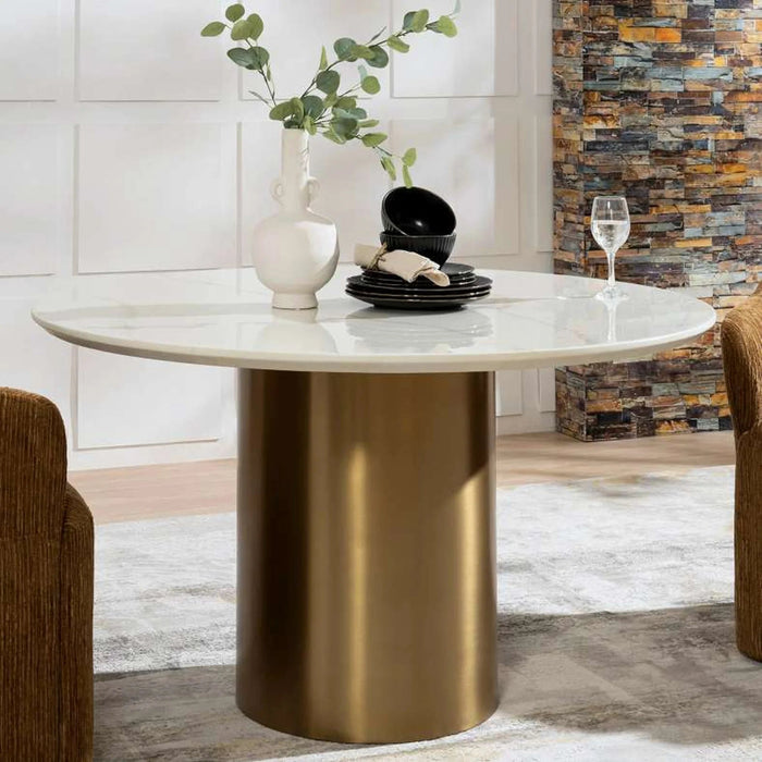 Kemer 4 Seater Dining Table - White Gold Pan Home