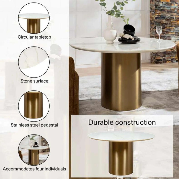 Kemer 4 Seater Dining Table - White Gold Pan Home