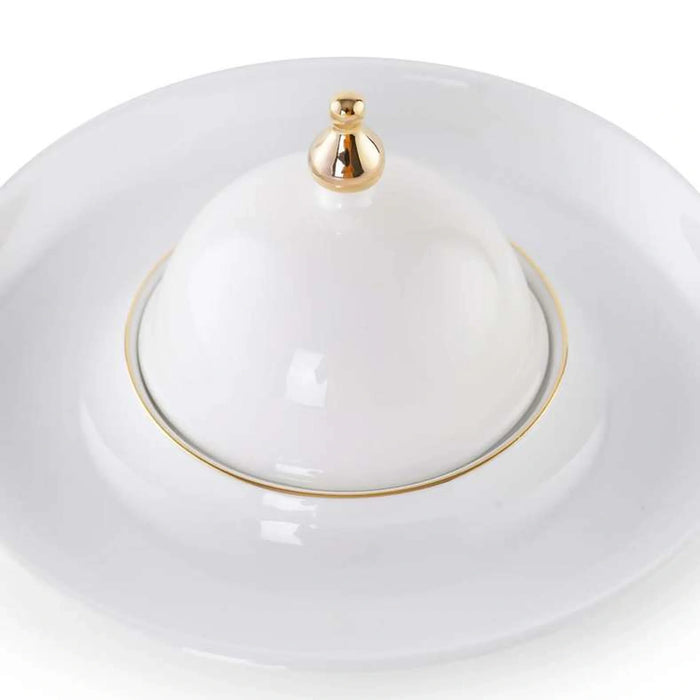Kenar Serving Set With Gold Rim Dia30Cm - White